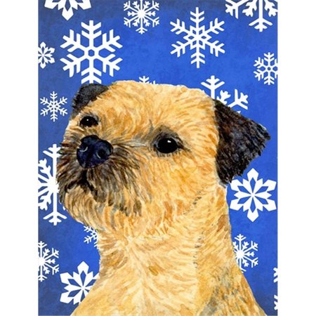 PATIOPLUS 11 x 15 in. Border Terrier Winter Snowflakes Holiday Garden Size Flag PA251926